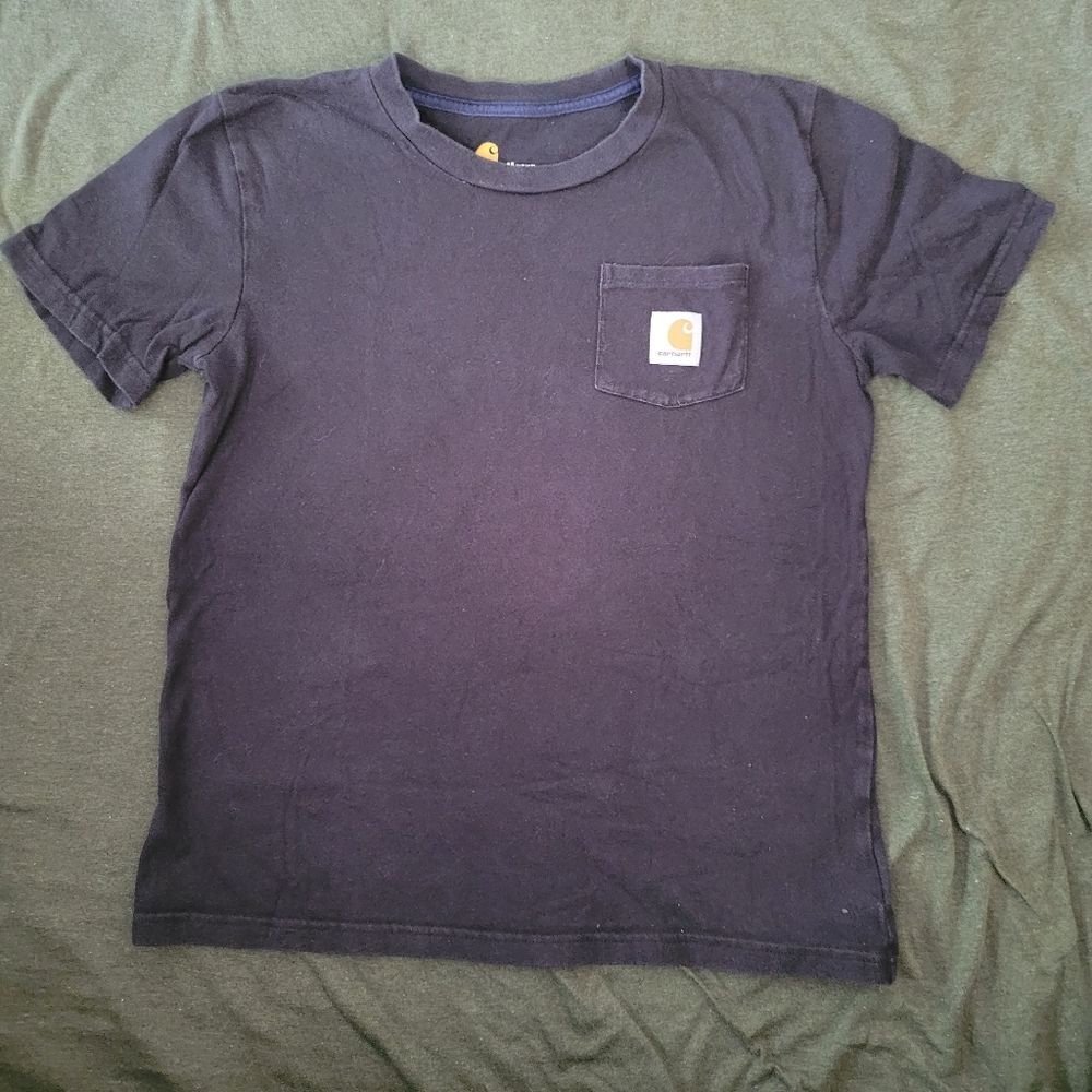 Carhartt size M 10/12 boys black chest pocket short sleeve tee shirt
